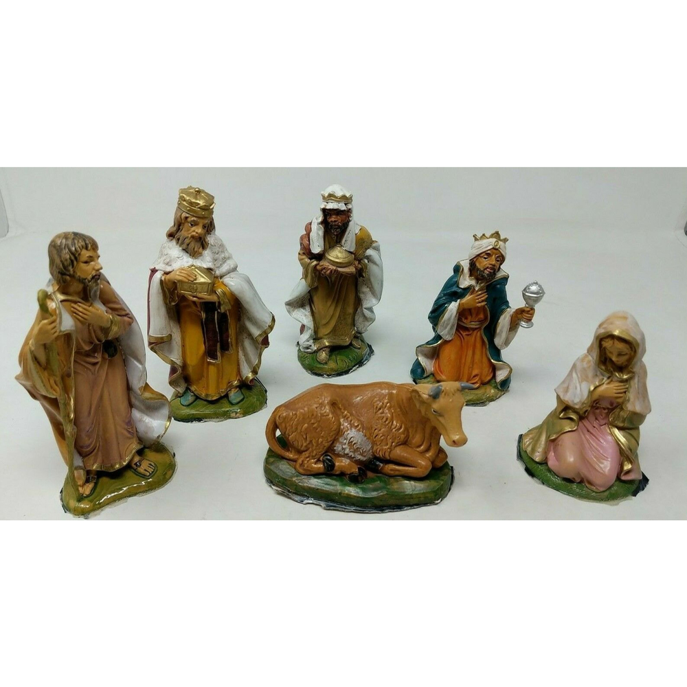 Vintage Lello Italy 6‎ Piece Nativity Set Wise MenLarge 5" Plastic 60s 70s 80s